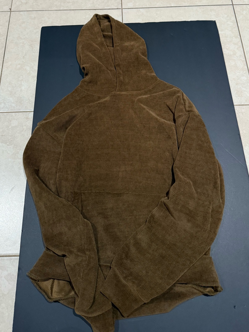 Men's Brown Corduroy Zip-Up Hoodie Sweater